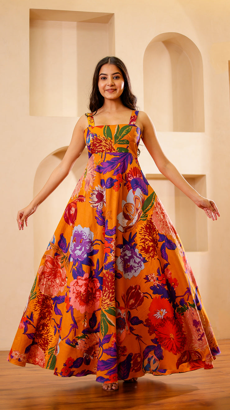 Mustard Floral Maxi Dress
