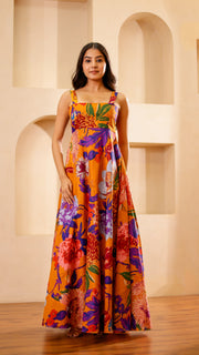 Mustard Floral Maxi Dress