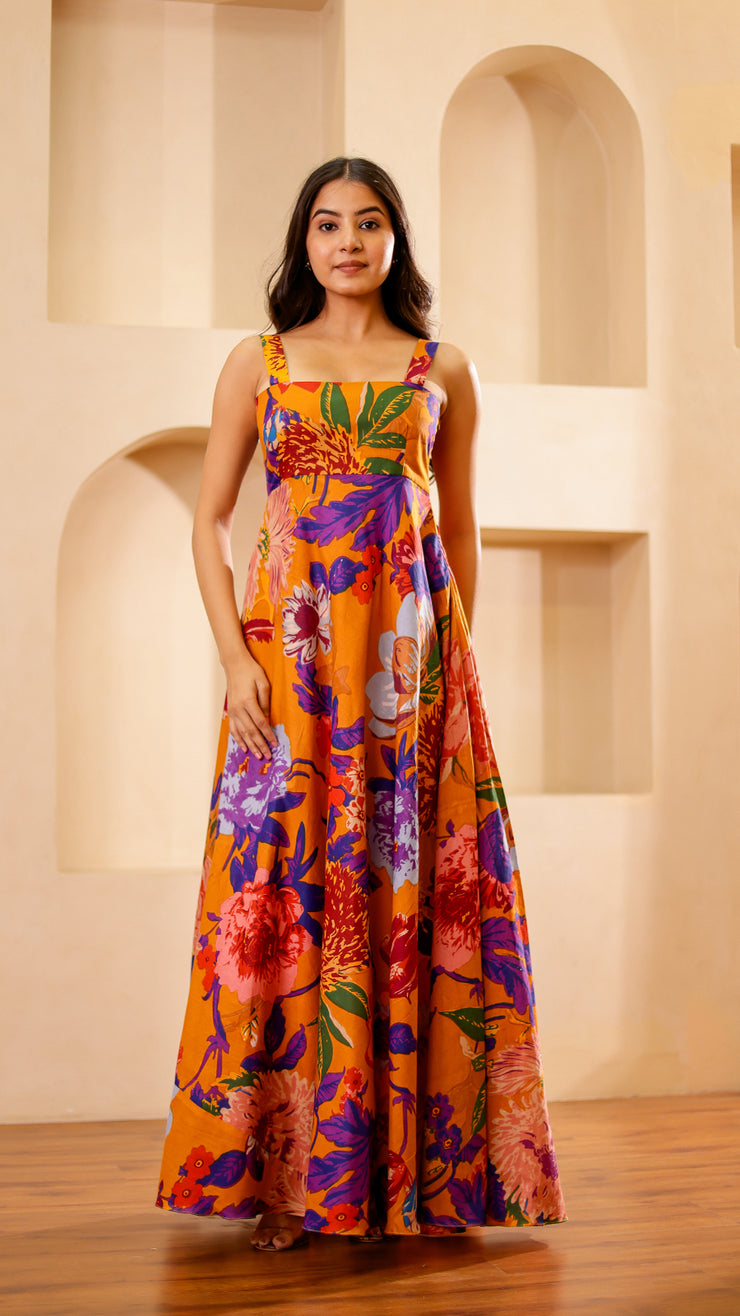 Mustard Floral Maxi Dress