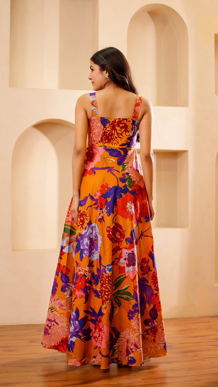 Mustard Floral Maxi Dress