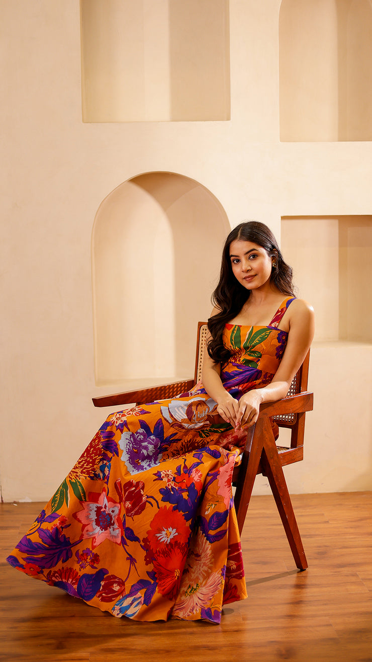 Mustard Floral Maxi Dress