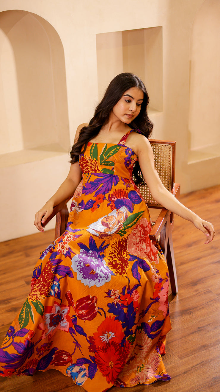 Mustard Floral Maxi Dress