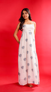 Whit & Blue Palm Tree Maxi Dress