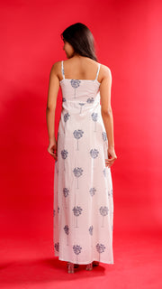 Whit & Blue Palm Tree Maxi Dress