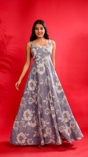 Grey Bloom Maxi Dress