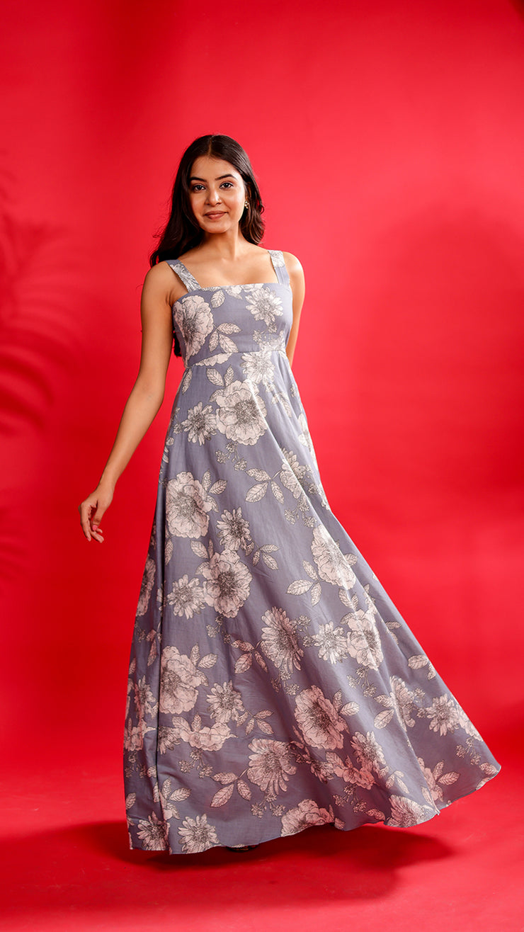 Grey Bloom Maxi Dress