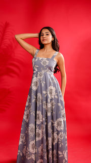 Grey Bloom Maxi Dress