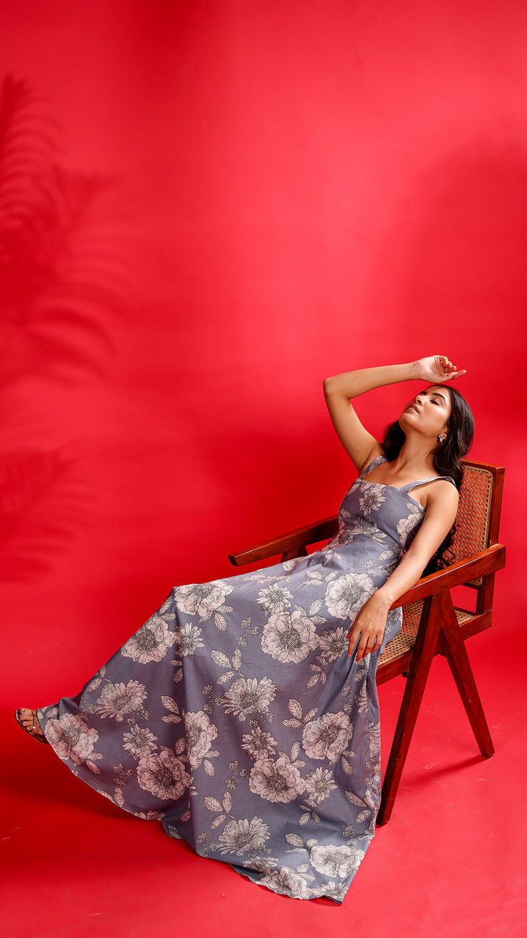 Grey Bloom Maxi Dress