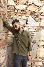 Olive Green Threaded Classic Shirt