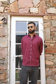 Deep Wine Threaded Classic Shirt