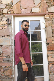 Deep Wine Threaded Classic Shirt