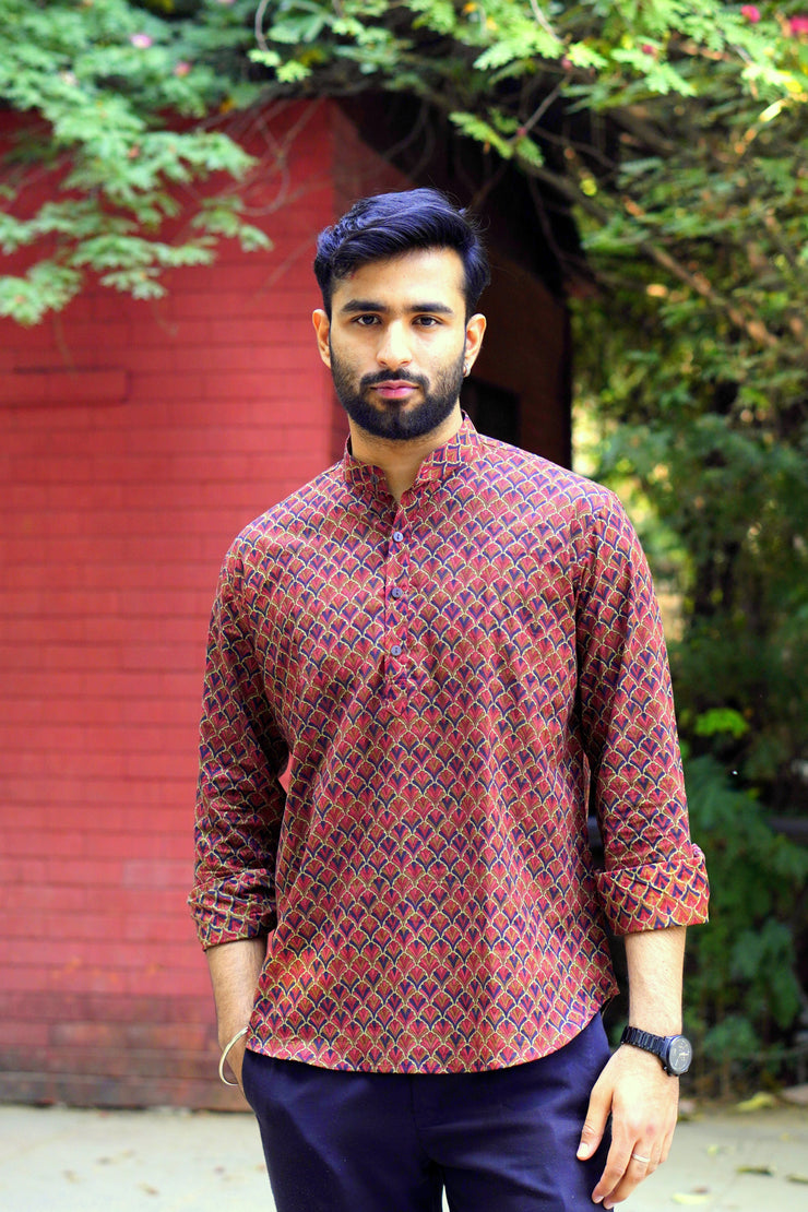 Wine Short Kurta